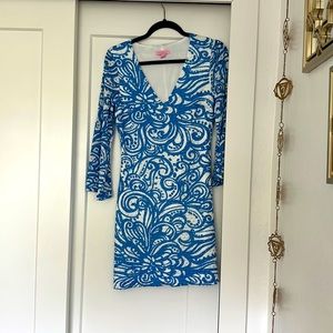 Lilly Pulitzer blue and white a-line dress size small-worn 1x